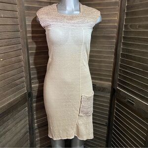Y2K Tumblr Lagucia Knit Midi Italy Dress Sequin Crochet Hemp Small Minimalist